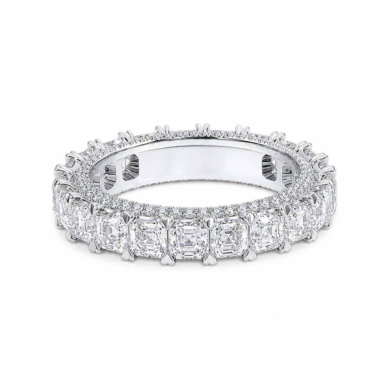 6.65 CT Asscher Diamond Pavé Eternity Band