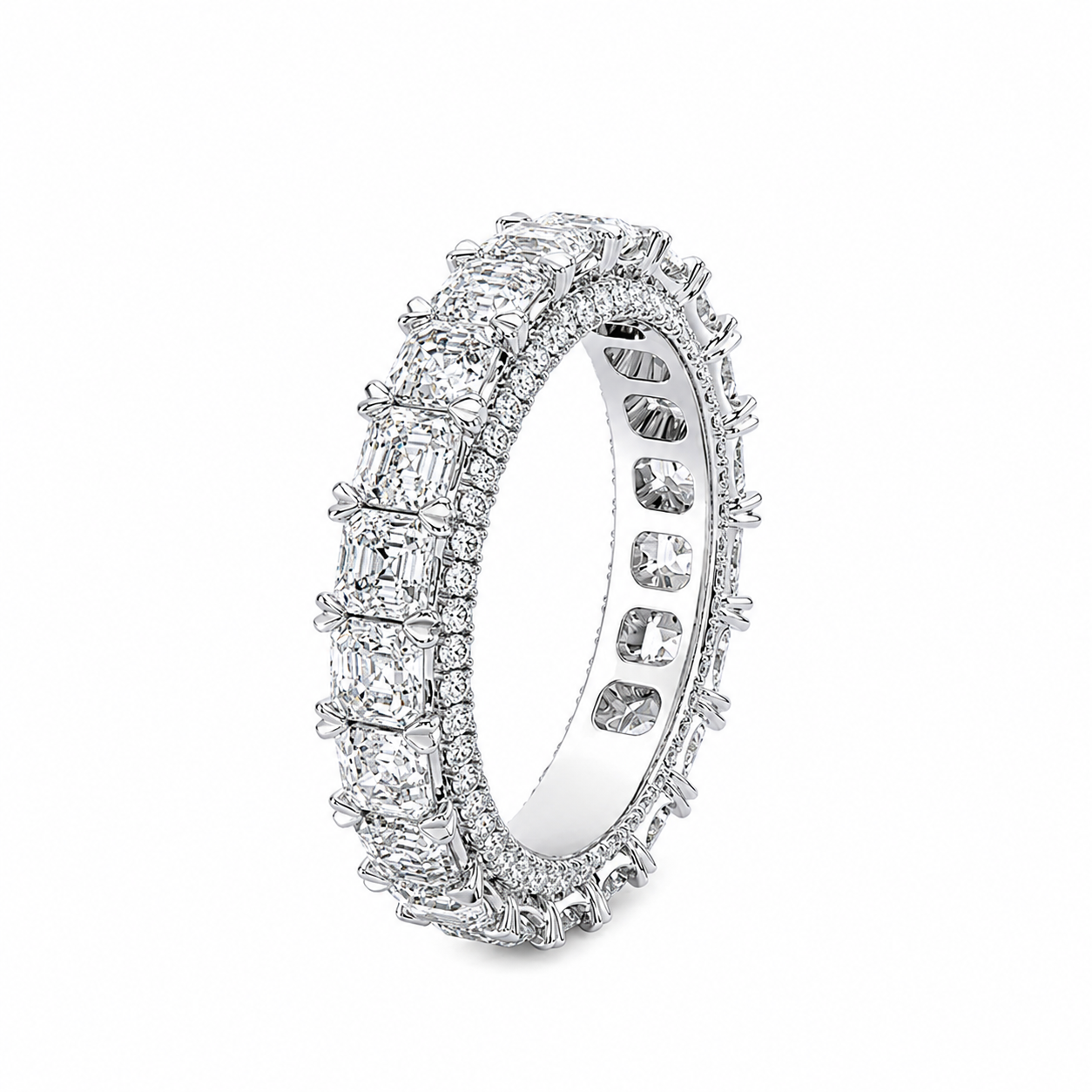6.65 CT Asscher Diamond Pavé Eternity Band
