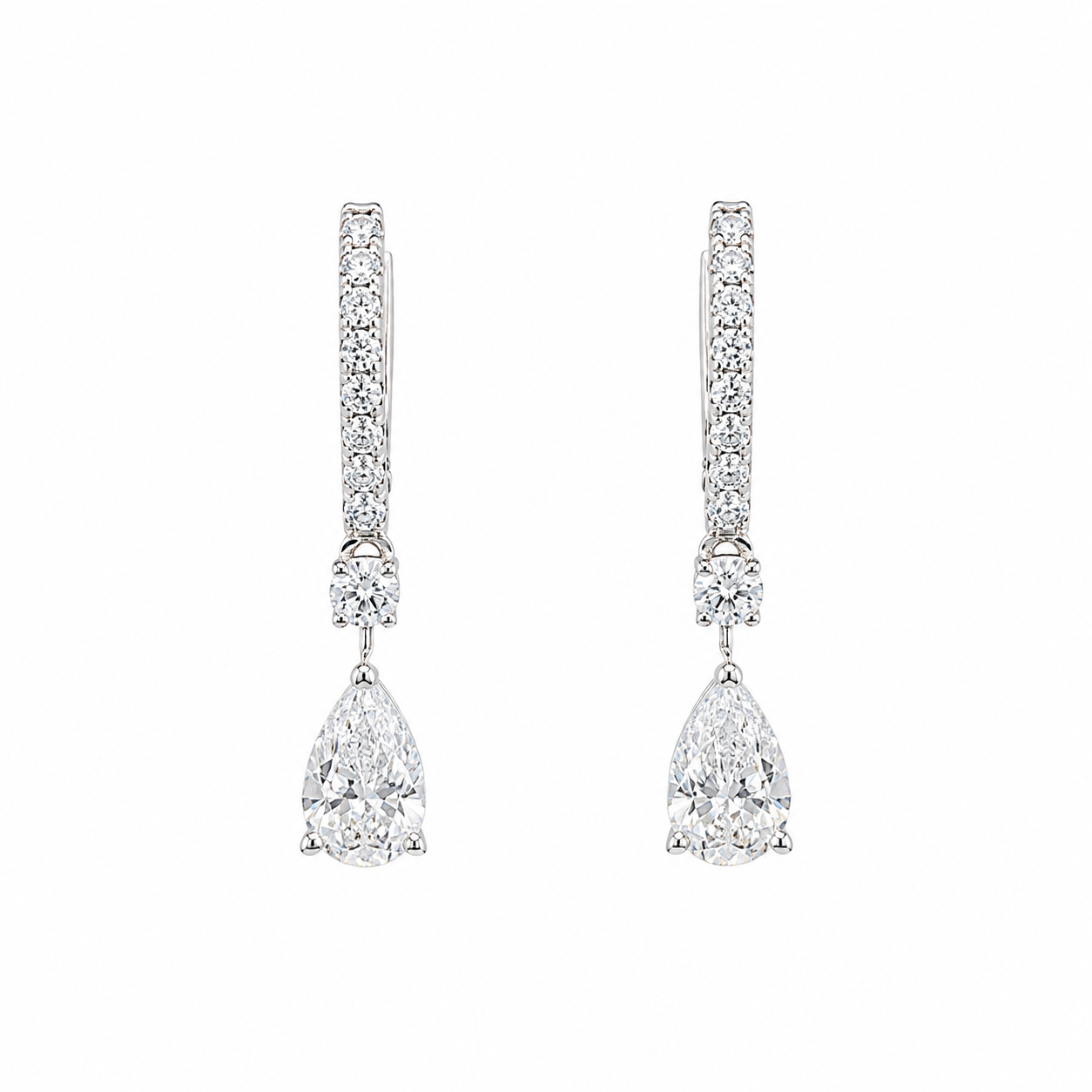 2 CT Pear Diamond Drop Earrings