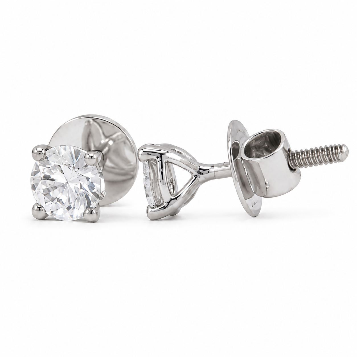 0.70 CT Diamond Solitaire Stud Earrings