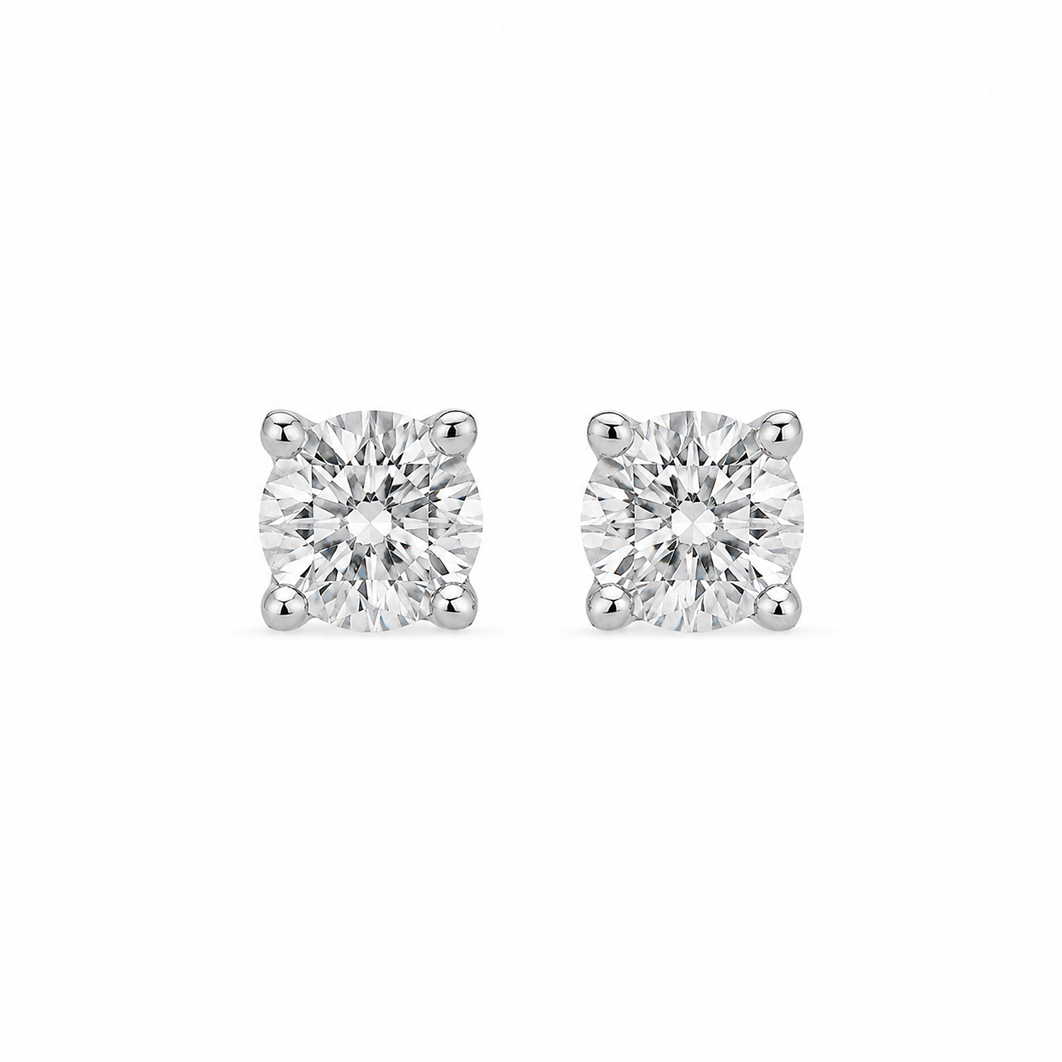 1CT Diamond Solitaire Stud Earrings