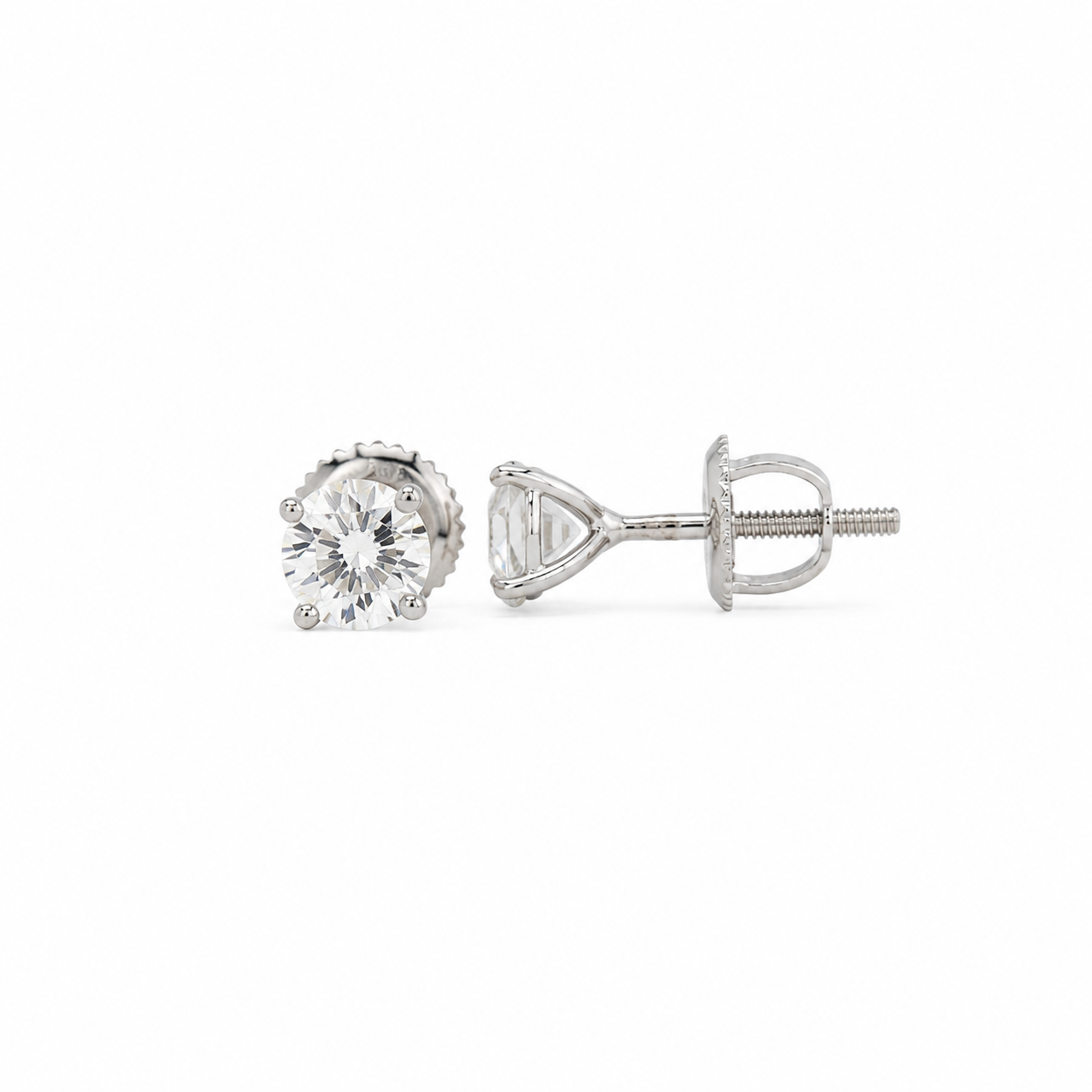 1CT Diamond Solitaire Stud Earrings