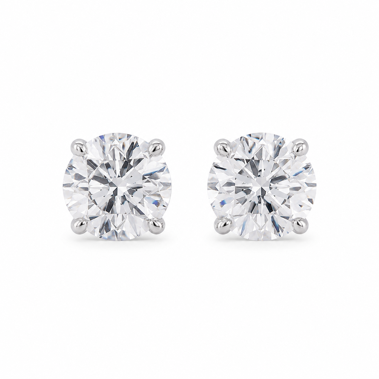 2 CT Diamond Solitaire Stud Earrings