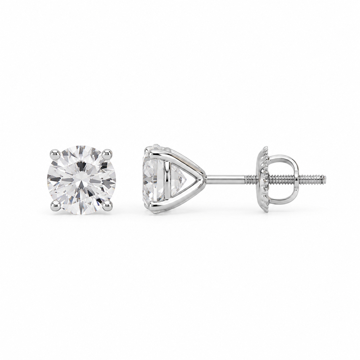 2 CT Diamond Solitaire Stud Earrings