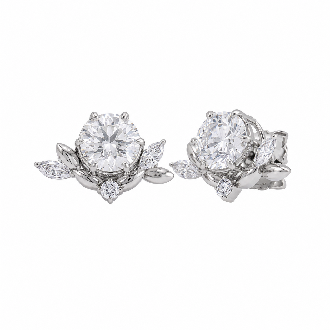 2 CT Floral Diamond Stud Earrings