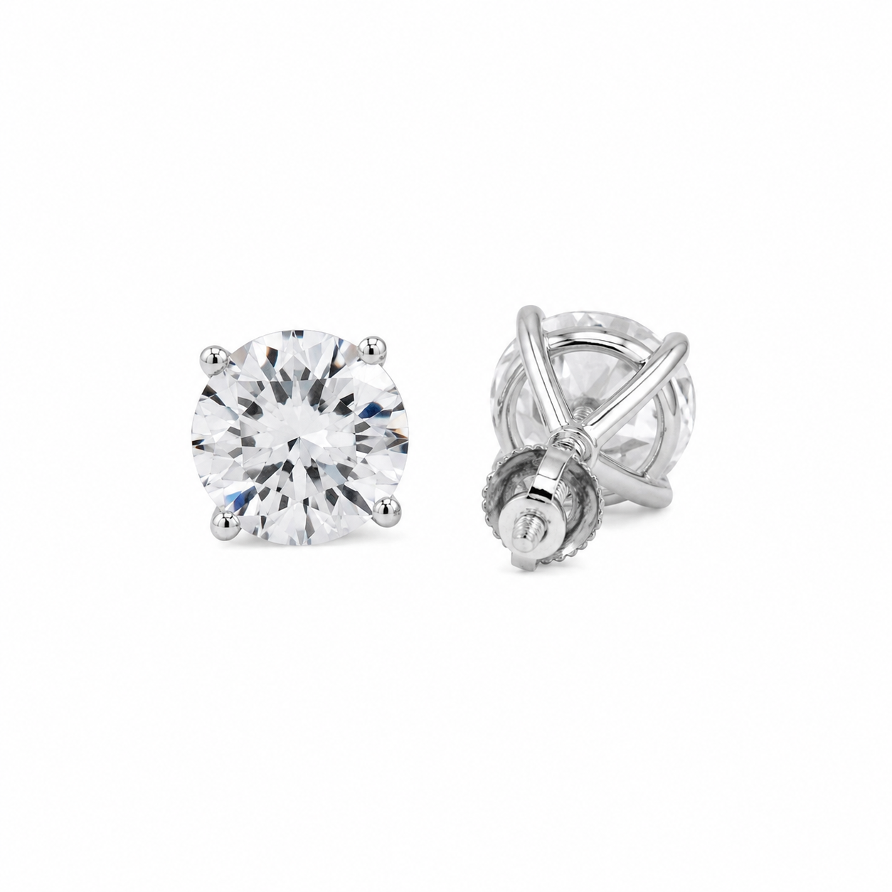 4 CT Diamond Solitaire Stud Earrings