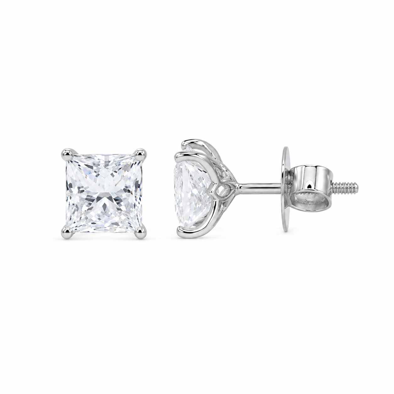 4CT Princess Diamond Stud Earrings